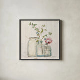 Blossoms on Birch IV by Cheri Blum. Shown in a sleek black glass frame for a contemporary gallery look. Available as an archival giclee rolled canvas, fine art paper, or poster print. SKU 22376a.