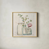 Blossoms on Birch IV by Cheri Blum. Shown in a natural wood glass frame for a timeless modern aesthetic. Available as an archival giclee rolled canvas, fine art paper, or poster print. SKU 22376a.