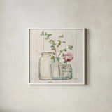 Blossoms on Birch IV by Cheri Blum. Shown in a crisp white glass frame for a clean and minimalist style. Available as an archival giclee rolled canvas, fine art paper, or poster print. SKU 22376a.