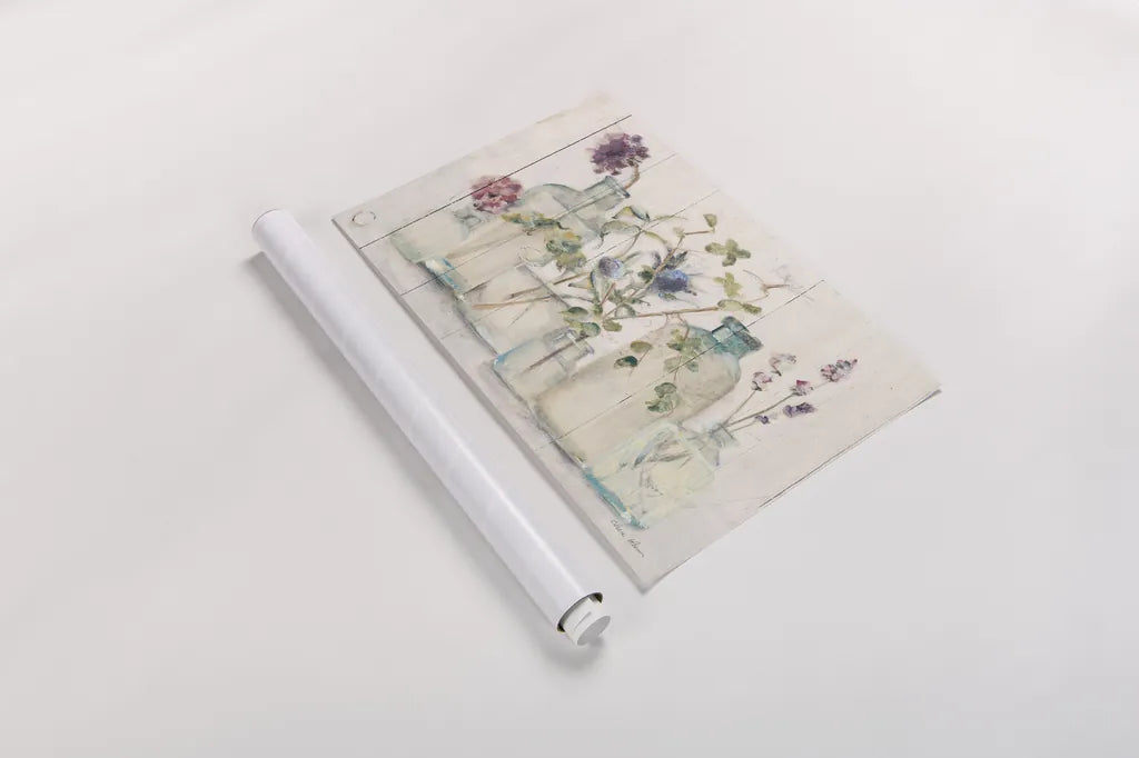 Blossoms on Birch IV by Cheri Blum. shown as a rolled paper print. Available as archival giclee rolled canvas, fine art paper, or poster print. SKU 84308i.