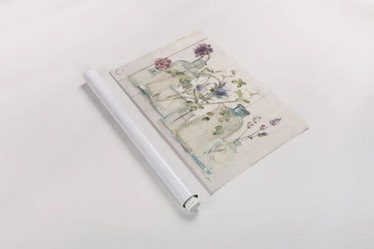 Blossoms on Birch IV by Cheri Blum. shown as a rolled paper print. Available as archival giclee rolled canvas, fine art paper, or poster print. SKU 84308i.