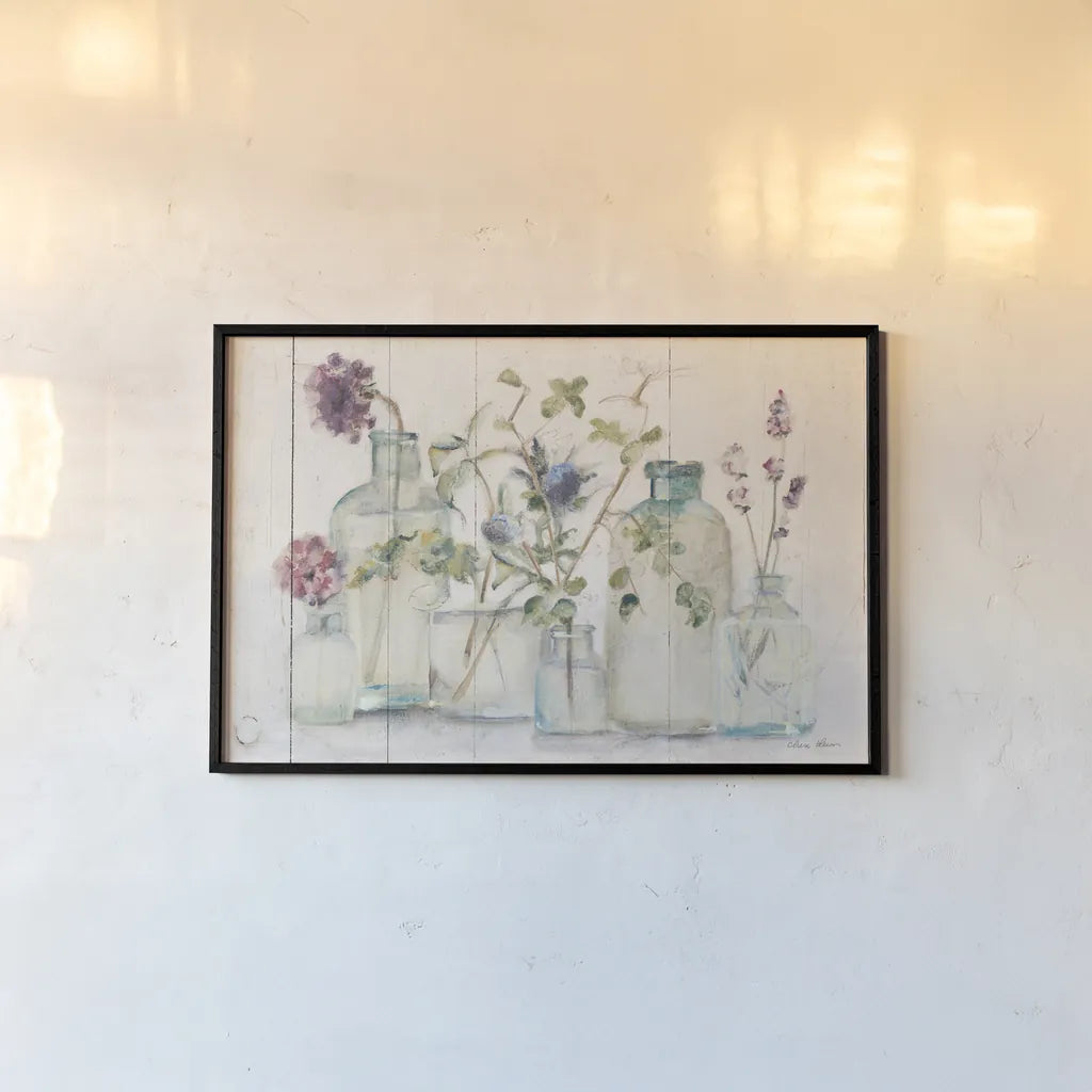 Blossoms on Birch IV by Cheri Blum. shown as a paper print in a black flame. Available as a archival giclee rolled canvas, fine art paper, or poster print. SKU 84308i.