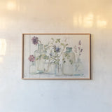 Blossoms on Birch IV by Cheri Blum. shown as a paper print in a natural frame. Available as a archival giclee rolled canvas, fine art paper, or poster print. SKU 84308i.