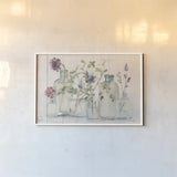 Blossoms on Birch IV by Cheri Blum. shown as a paper print in a white frame. Available as a archival giclee rolled canvas, fine art paper, or poster print. SKU 84308i.