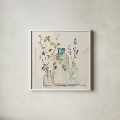 Blossoms on Birch V by Cheri Blum. Shown in a crisp white glass frame for a clean and minimalist style. Available as an archival giclee rolled canvas, fine art paper, or poster print. SKU 22377a.