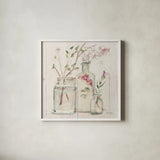 Blossoms on Birch VI. by Cheri Blum. Shown in a crisp white glass frame for a clean and minimalist style. Available as an archival giclee rolled canvas, fine art paper, or poster print. SKU 22378a.