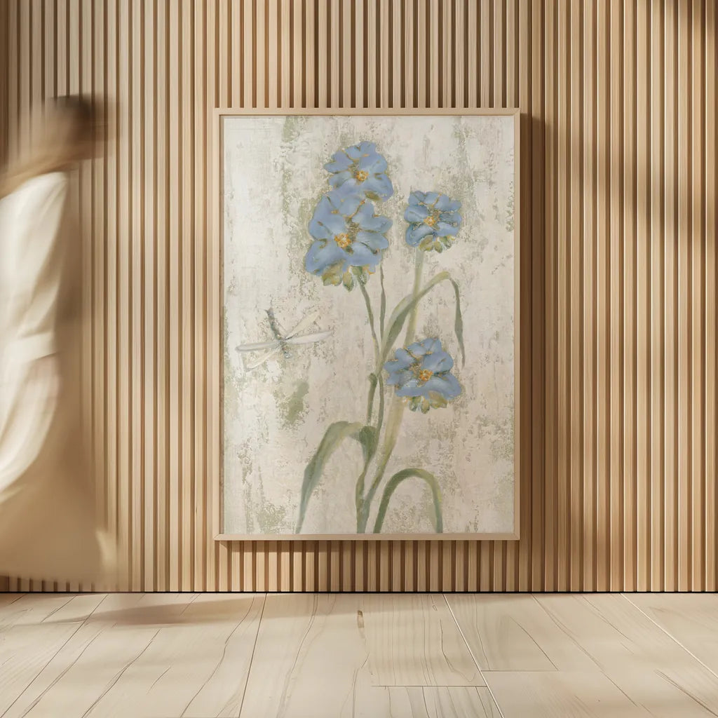 Blue Field Flowers Crop by Cheri Blum. shown as over sized large wall art. Available as an archival giclee rolled canvas, fine art paper, or poster print. SKU 88534h.