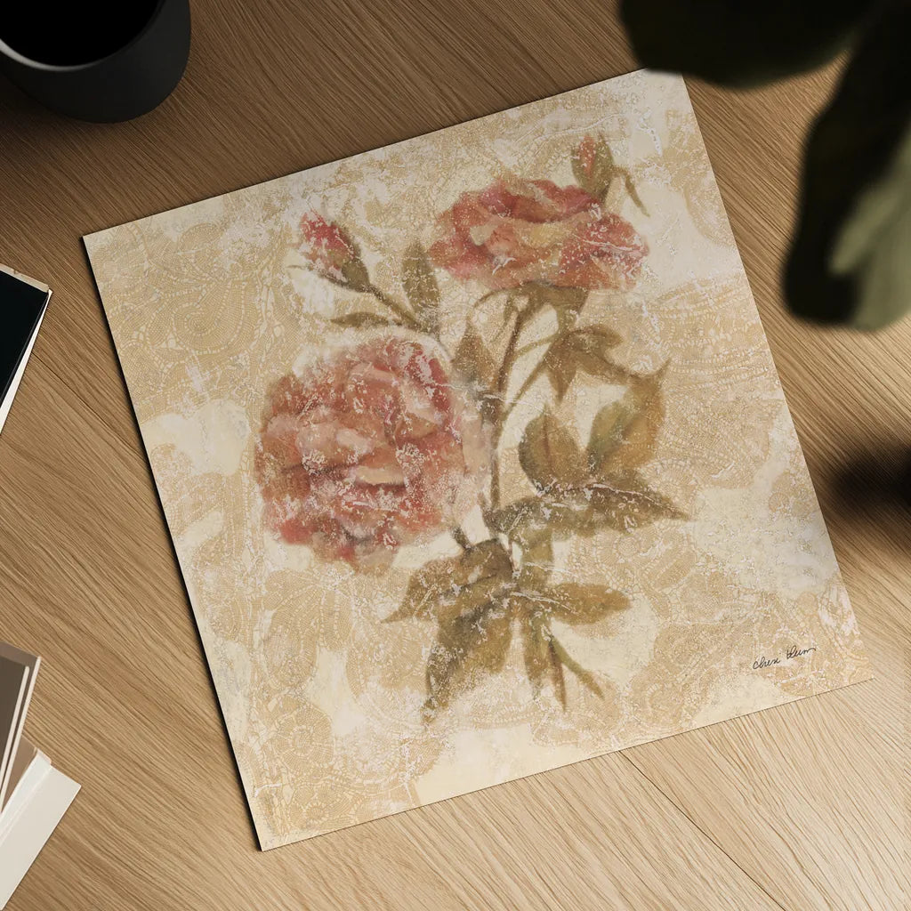 Bohemian Roses I by Cheri Blum. Shown as a detailed flat fine art print, highlighting archival giclee quality. Available as an archival giclee rolled canvas, fine art paper, or poster print. SKU 7496a.