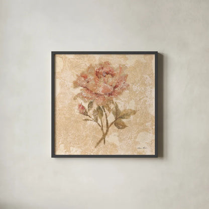 Bohemian Roses III by Cheri Blum. Shown in a sleek black glass frame for a contemporary gallery look. Available as an archival giclee rolled canvas, fine art paper, or poster print. SKU 7498a.