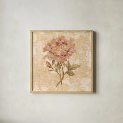 Bohemian Roses III by Cheri Blum. Shown in a natural wood glass frame for a timeless modern aesthetic. Available as an archival giclee rolled canvas, fine art paper, or poster print. SKU 7498a.