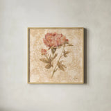 Bohemian Roses IV by Cheri Blum. Shown in a natural wood glass frame for a timeless modern aesthetic. Available as an archival giclee rolled canvas, fine art paper, or poster print. SKU 7499a.