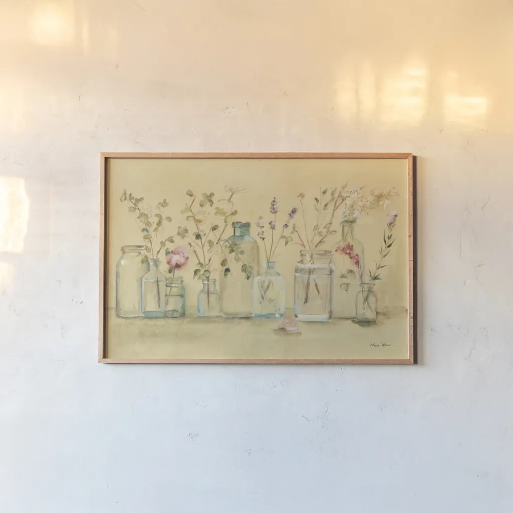 Branches and Buds by Cheri Blum. shown as a paper print in a natural frame. Available as a archival giclee rolled canvas, fine art paper, or poster print. SKU 7261i.