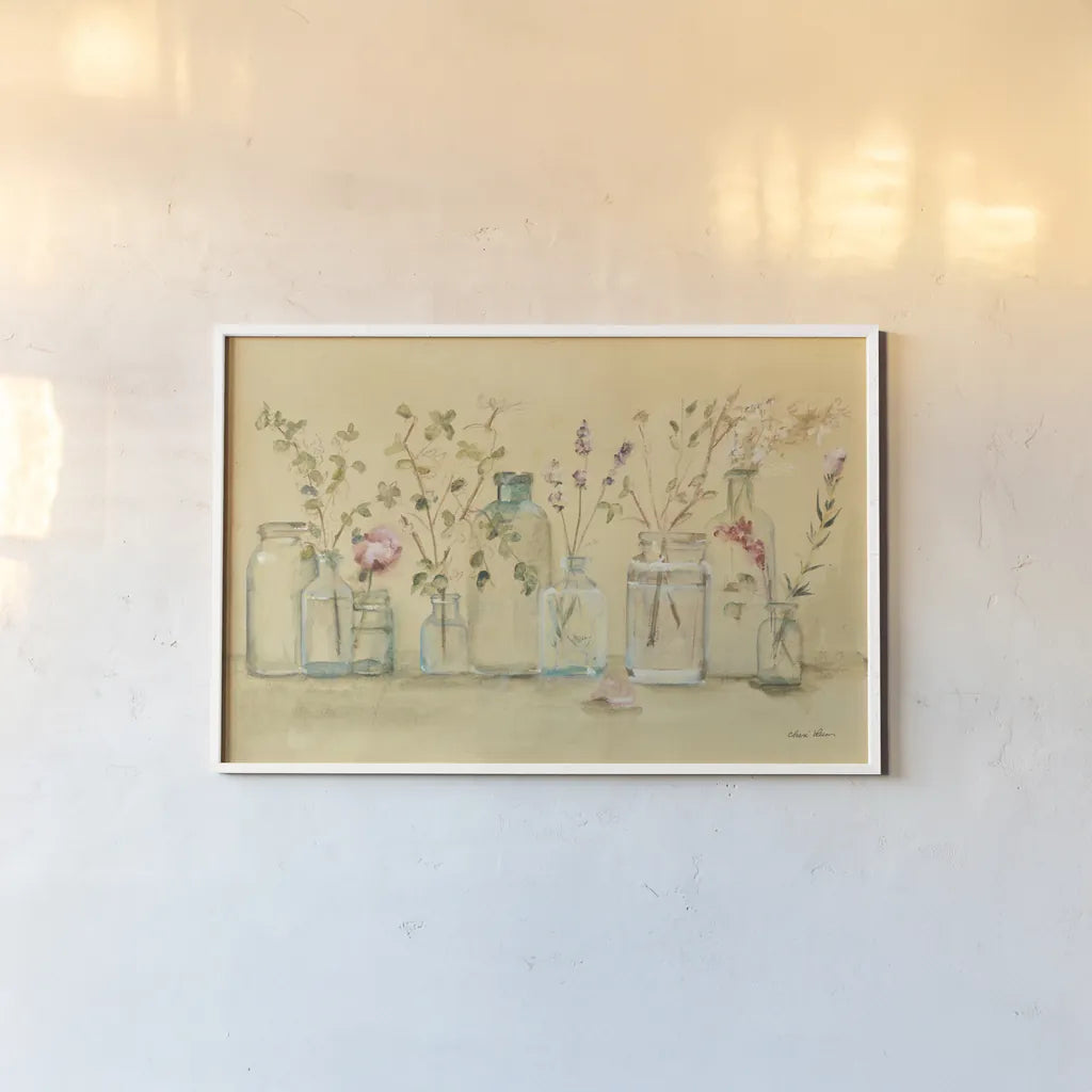 Branches and Buds by Cheri Blum. shown as a paper print in a white frame. Available as a archival giclee rolled canvas, fine art paper, or poster print. SKU 7261i.