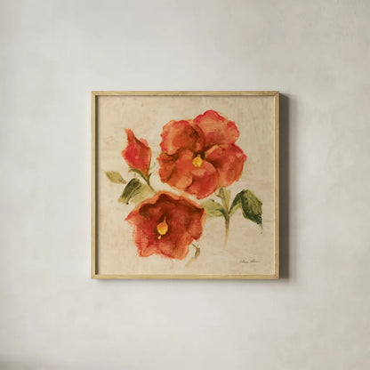 Bright Tropics III by Cheri Blum. Shown in a natural wood glass frame for a timeless modern aesthetic. Available as an archival giclee rolled canvas, fine art paper, or poster print. SKU 26930a.