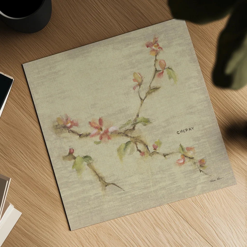 Cherry Blossom by Cheri Blum. Shown as a detailed flat fine art print, highlighting archival giclee quality. Available as an archival giclee rolled canvas, fine art paper, or poster print. SKU 7019a.