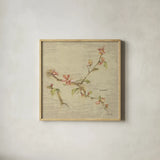 Cherry Blossom by Cheri Blum. Shown in a natural wood glass frame for a timeless modern aesthetic. Available as an archival giclee rolled canvas, fine art paper, or poster print. SKU 7019a.