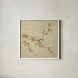 Cherry Blossom by Cheri Blum. Shown in a crisp white glass frame for a clean and minimalist style. Available as an archival giclee rolled canvas, fine art paper, or poster print. SKU 7019a.