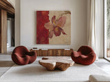 Chinoiserie II by Cheri Blum. Shown as extra-large giant wall art in a modern living room. Available as an archival giclee rolled canvas, fine art paper, or poster print. SKU 7491a.