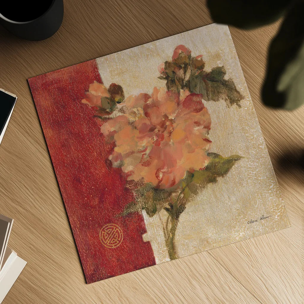 Chinoiserie III by Cheri Blum. Shown as a detailed flat fine art print, highlighting archival giclee quality. Available as an archival giclee rolled canvas, fine art paper, or poster print. SKU 7492a.