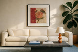Chinoiserie III by Cheri Blum. Displayed in a glass frame with matte in a clean modern living room. Available as an archival giclee rolled canvas, fine art paper, or poster print. SKU 7492a.