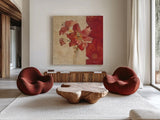 Chinoiserie IV by Cheri Blum. Shown as extra-large giant wall art in a modern living room. Available as an archival giclee rolled canvas, fine art paper, or poster print. SKU 7493a.