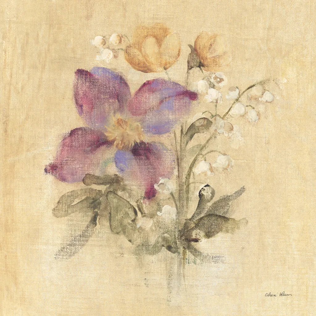 Clematis Nosegay by Cheri Blum. SKU 88376a. Archival Giclee Fine art print for wall decor.