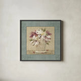 Cottage Bouquet II by Cheri Blum. Shown in a sleek black glass frame for a contemporary gallery look. Available as an archival giclee rolled canvas, fine art paper, or poster print. SKU 8235a.
