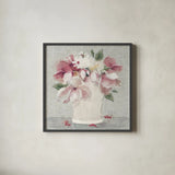 Cottage Bouquet II Light by Cheri Blum. Shown in a sleek black glass frame for a contemporary gallery look. Available as an archival giclee rolled canvas, fine art paper, or poster print. SKU 68654a.