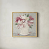 Cottage Bouquet II Light by Cheri Blum. Shown in a natural wood glass frame for a timeless modern aesthetic. Available as an archival giclee rolled canvas, fine art paper, or poster print. SKU 68654a.