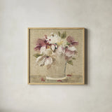 Cottage Bouquet II no Border by Cheri Blum. Shown in a natural wood glass frame for a timeless modern aesthetic. Available as an archival giclee rolled canvas, fine art paper, or poster print. SKU 15269a.