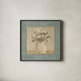 Cottage Bouquet IV by Cheri Blum. Shown in a sleek black glass frame for a contemporary gallery look. Available as an archival giclee rolled canvas, fine art paper, or poster print. SKU 8237a.
