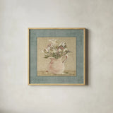 Cottage Bouquet IV by Cheri Blum. Shown in a natural wood glass frame for a timeless modern aesthetic. Available as an archival giclee rolled canvas, fine art paper, or poster print. SKU 8237a.