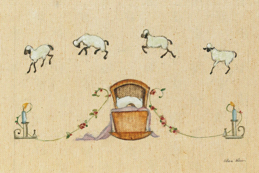 Counting Sheep by Cheri Blum. SKU 90506i. Archival Giclee Fine art print for wall decor.