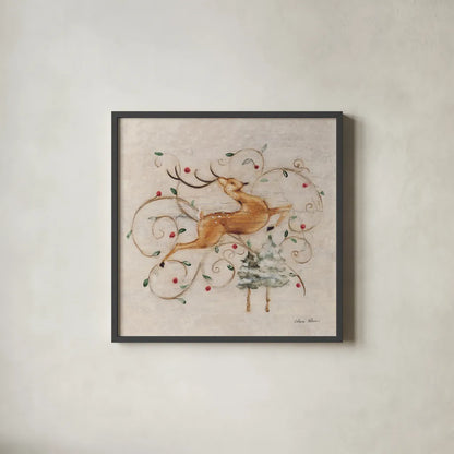 Deer I by Cheri Blum. Shown in a sleek black glass frame for a contemporary gallery look. Available as an archival giclee rolled canvas, fine art paper, or poster print. SKU 90377a.