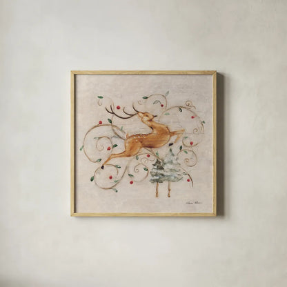 Deer I by Cheri Blum. Shown in a natural wood glass frame for a timeless modern aesthetic. Available as an archival giclee rolled canvas, fine art paper, or poster print. SKU 90377a.