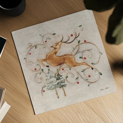 Deer II by Cheri Blum. Shown as a detailed flat fine art print, highlighting archival giclee quality. Available as an archival giclee rolled canvas, fine art paper, or poster print. SKU 90378a.