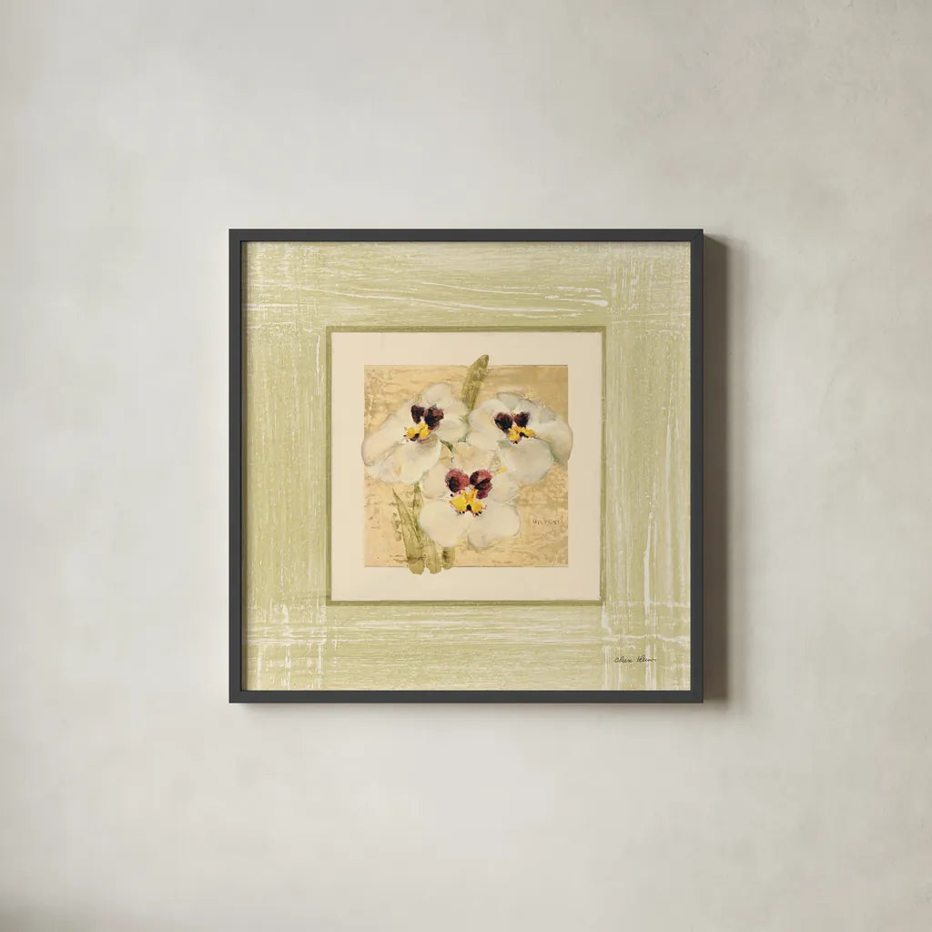 Exotic Floral I by Cheri Blum. Shown in a sleek black glass frame for a contemporary gallery look. Available as an archival giclee rolled canvas, fine art paper, or poster print. SKU 8228a.