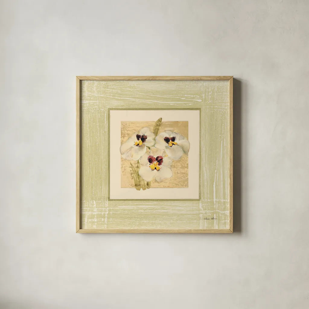 Exotic Floral I by Cheri Blum. Shown in a natural wood glass frame for a timeless modern aesthetic. Available as an archival giclee rolled canvas, fine art paper, or poster print. SKU 8228a.