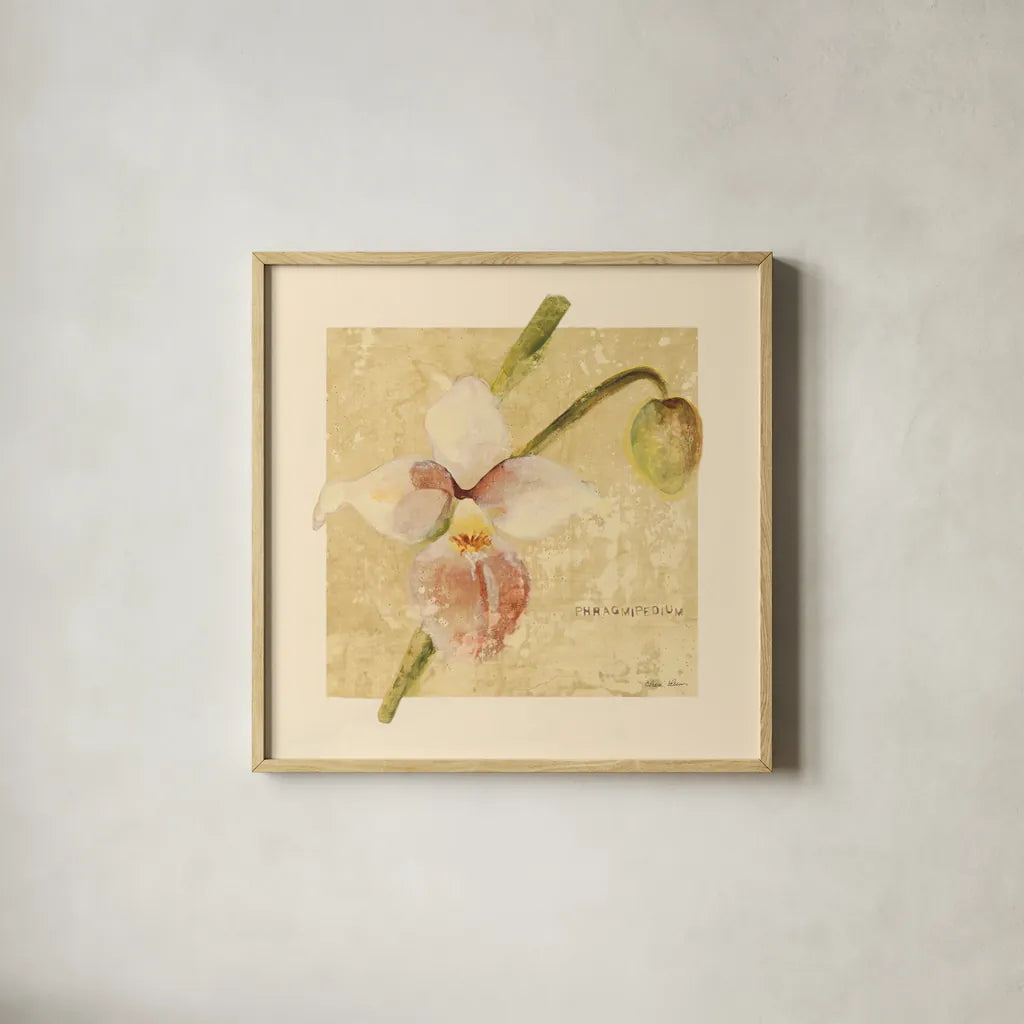 Exotic Floral IV Crop by Cheri Blum. Shown in a natural wood glass frame for a timeless modern aesthetic. Available as an archival giclee rolled canvas, fine art paper, or poster print. SKU 88532a.