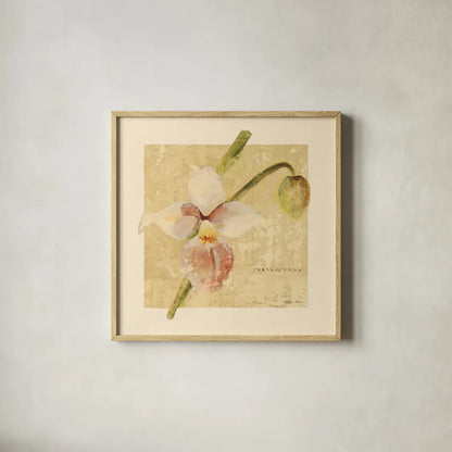 Exotic Floral IV Crop by Cheri Blum. Shown in a natural wood glass frame for a timeless modern aesthetic. Available as an archival giclee rolled canvas, fine art paper, or poster print. SKU 88532a.
