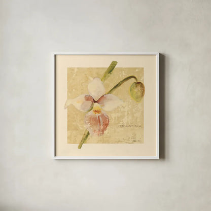 Exotic Floral IV Crop by Cheri Blum. Shown in a crisp white glass frame for a clean and minimalist style. Available as an archival giclee rolled canvas, fine art paper, or poster print. SKU 88532a.
