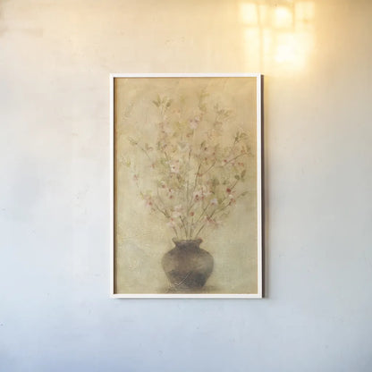 Flowering Apple by Cheri Blum. shown as a paper print in a white frame. Available as a archival giclee rolled canvas, fine art paper, or poster print. SKU 6951h.