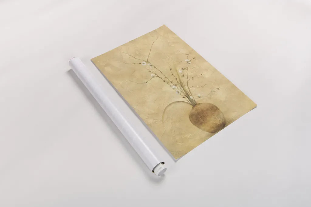 Flowering Plum by Cheri Blum. shown as a rolled paper print. Available as archival giclee rolled canvas, fine art paper, or poster print. SKU 6952h.