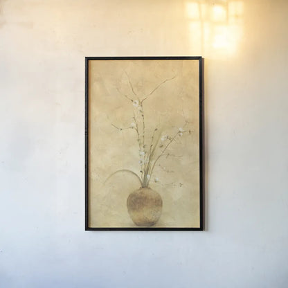 Flowering Plum by Cheri Blum. shown as a paper print in a black flame. Available as a archival giclee rolled canvas, fine art paper, or poster print. SKU 6952h.