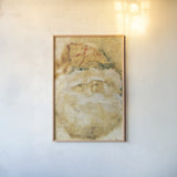 Fresco Santa by Cheri Blum. shown as a paper print in a natural frame. Available as a archival giclee rolled canvas, fine art paper, or poster print. SKU 90508h.