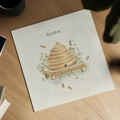 Garden Bees by Cheri Blum. Shown as a detailed flat fine art print, highlighting archival giclee quality. Available as an archival giclee rolled canvas, fine art paper, or poster print. SKU 71381a.