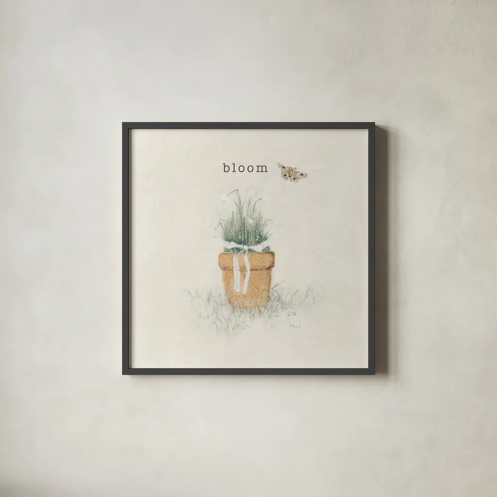 Garden Flowers by Cheri Blum. Shown in a sleek black glass frame for a contemporary gallery look. Available as an archival giclee rolled canvas, fine art paper, or poster print. SKU 71500a.