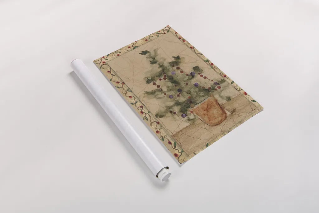 Garland Topiary by Cheri Blum. shown as a rolled paper print. Available as archival giclee rolled canvas, fine art paper, or poster print. SKU 7049h.