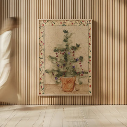 Garland Topiary by Cheri Blum. shown as over sized large wall art. Available as an archival giclee rolled canvas, fine art paper, or poster print. SKU 7049h.