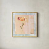 Graceful Orchids I by Cheri Blum. Shown in a natural wood glass frame for a timeless modern aesthetic. Available as an archival giclee rolled canvas, fine art paper, or poster print. SKU 7480a.